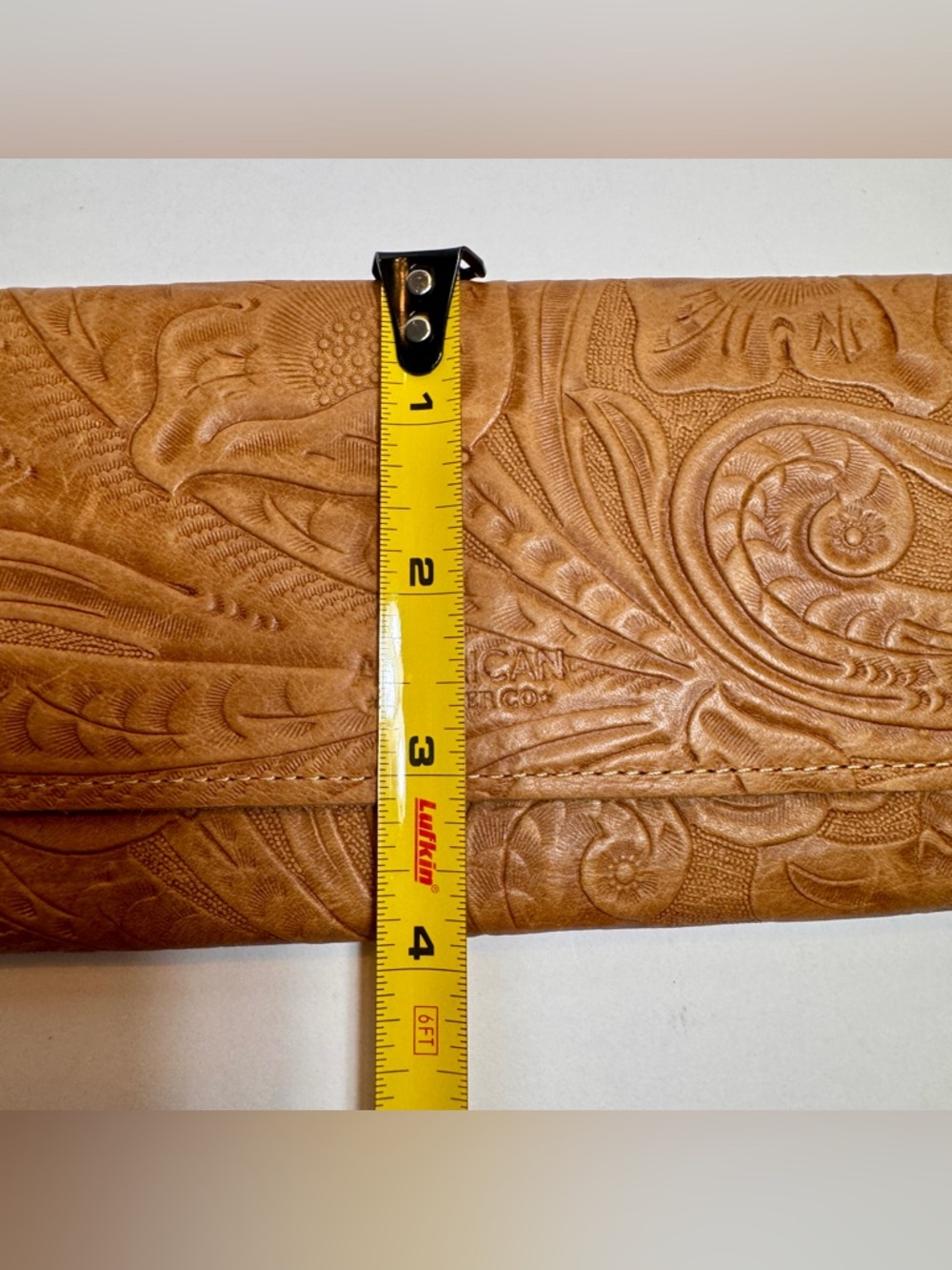 Pre-owned American Leather Co.: Brandy Tooled Trifold Wallet - Picture 7 of 15